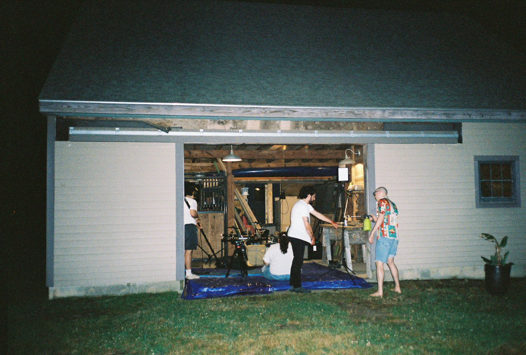 Setting up the garage for a night shoot